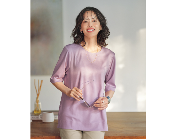 きれい見え５分袖カットソー