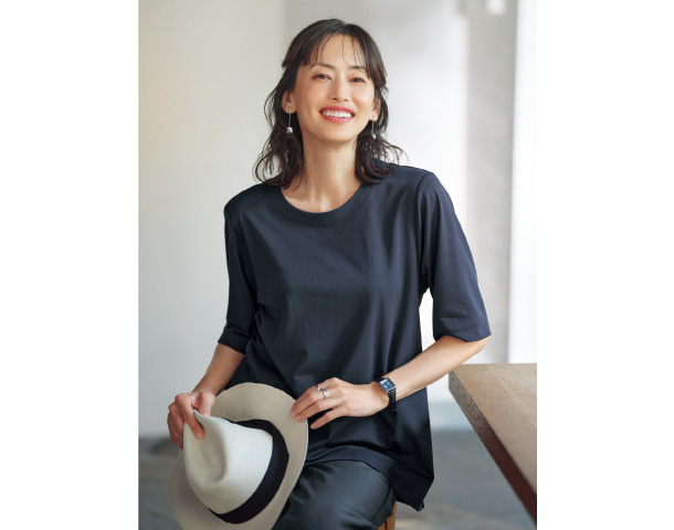 きれい見え５分袖カットソー