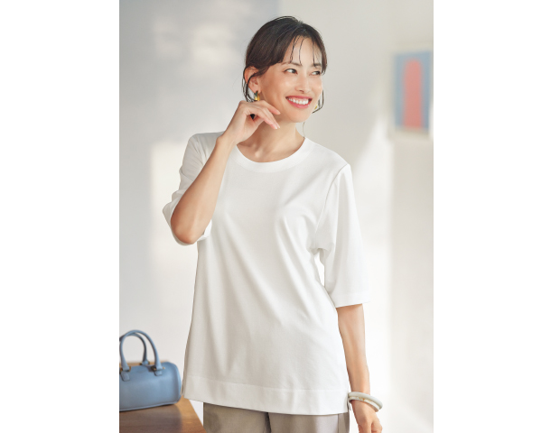 きれい見え５分袖カットソー