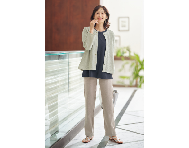 きれい見え５分袖カットソー